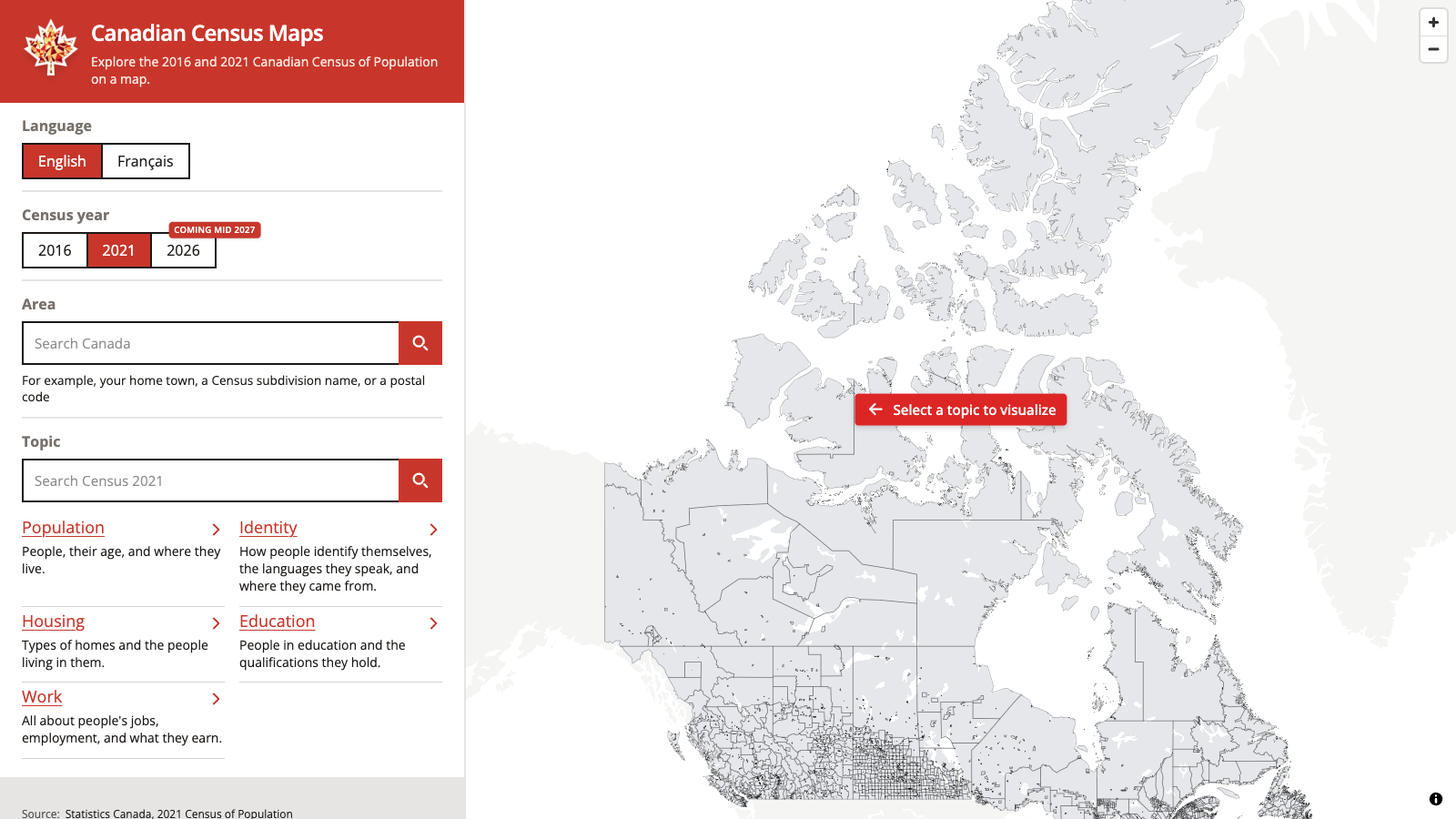 🍁 Canadian Census Maps
