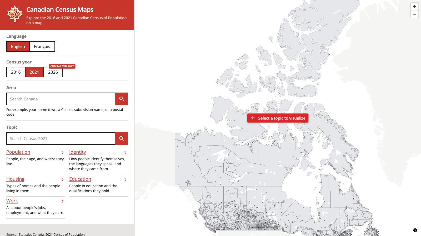 🍁 Canadian Census Maps