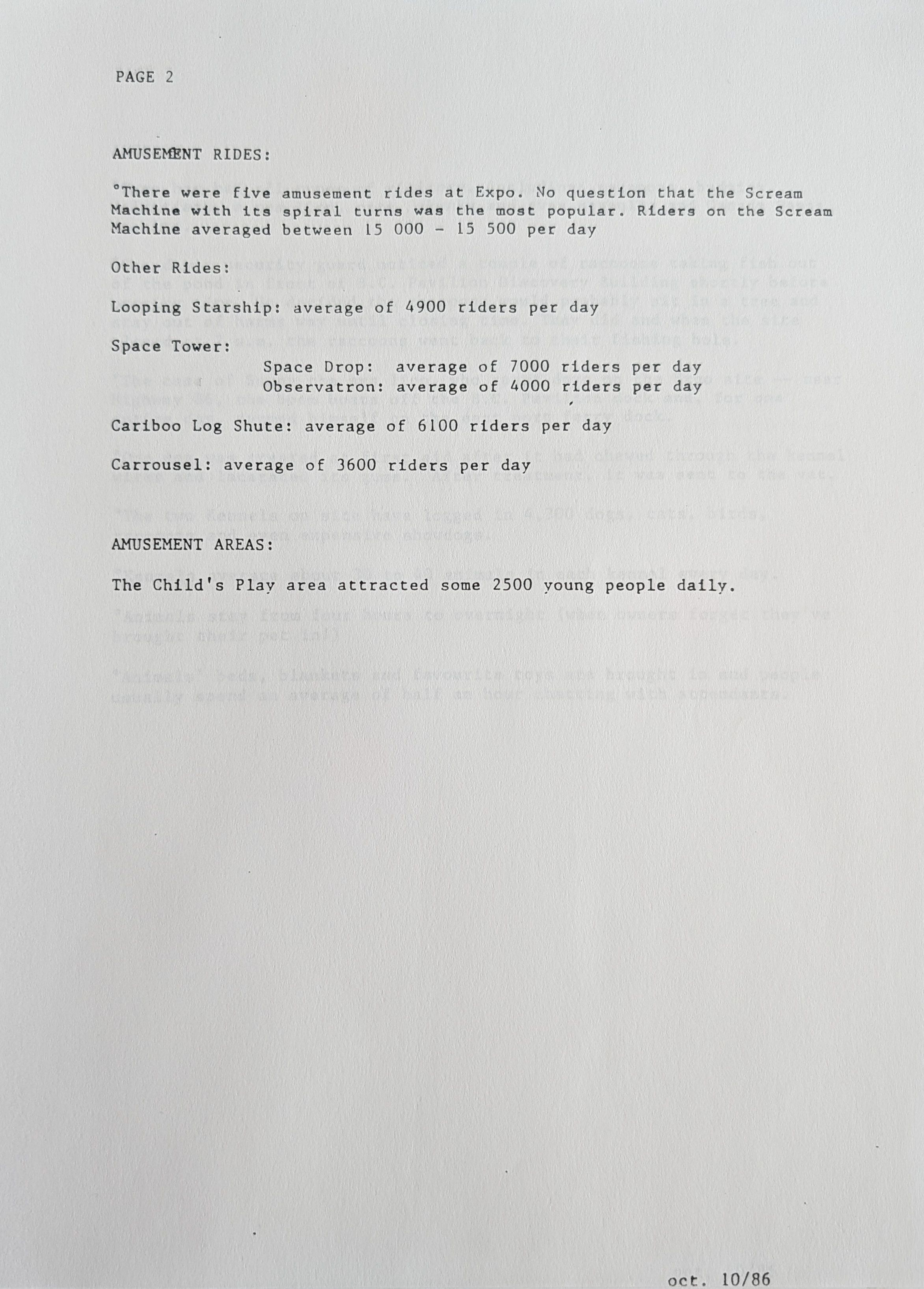Stats and Stories from the 1986 World Exposition, page 2 of 25