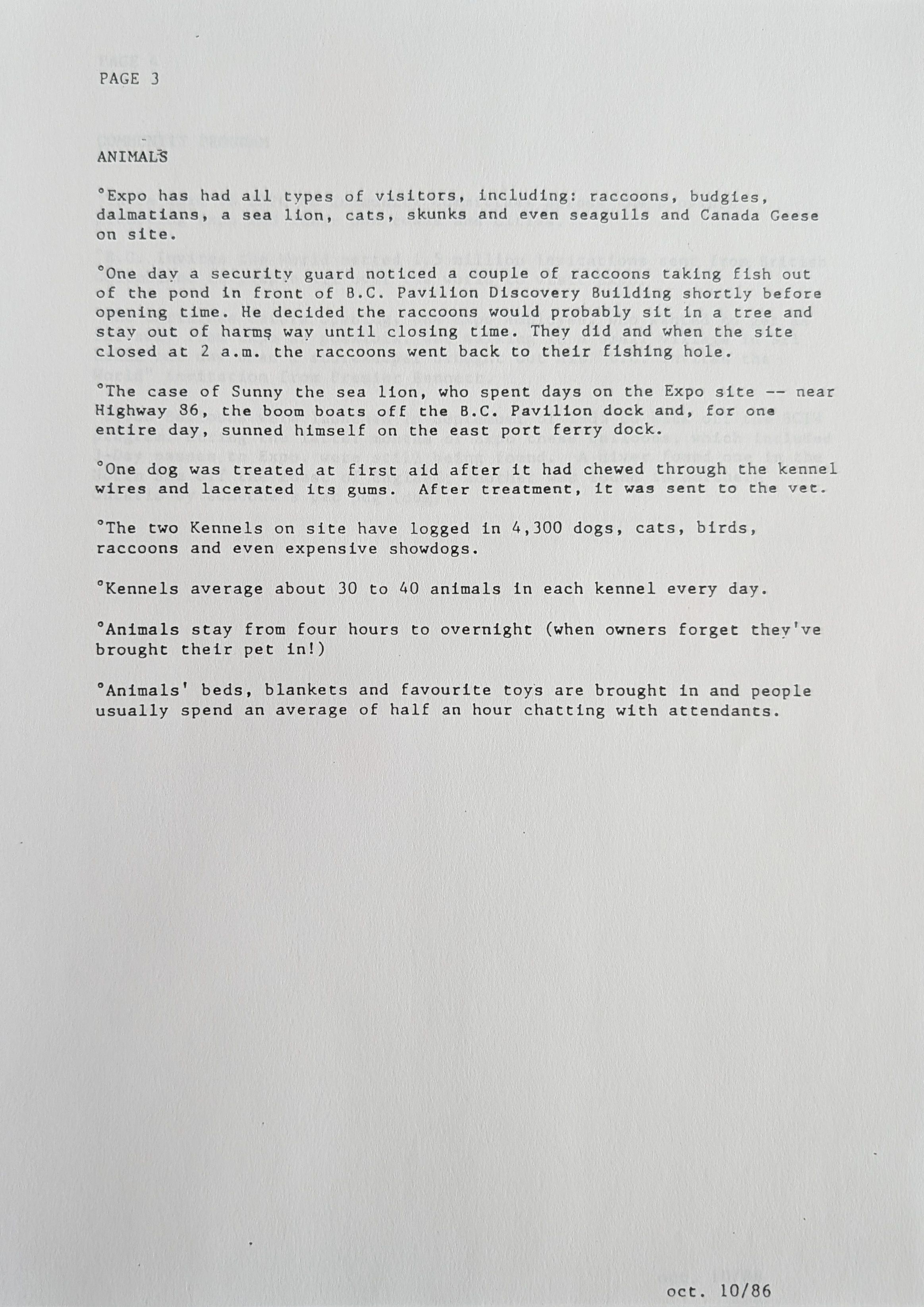 Stats and Stories from the 1986 World Exposition, page 3 of 25