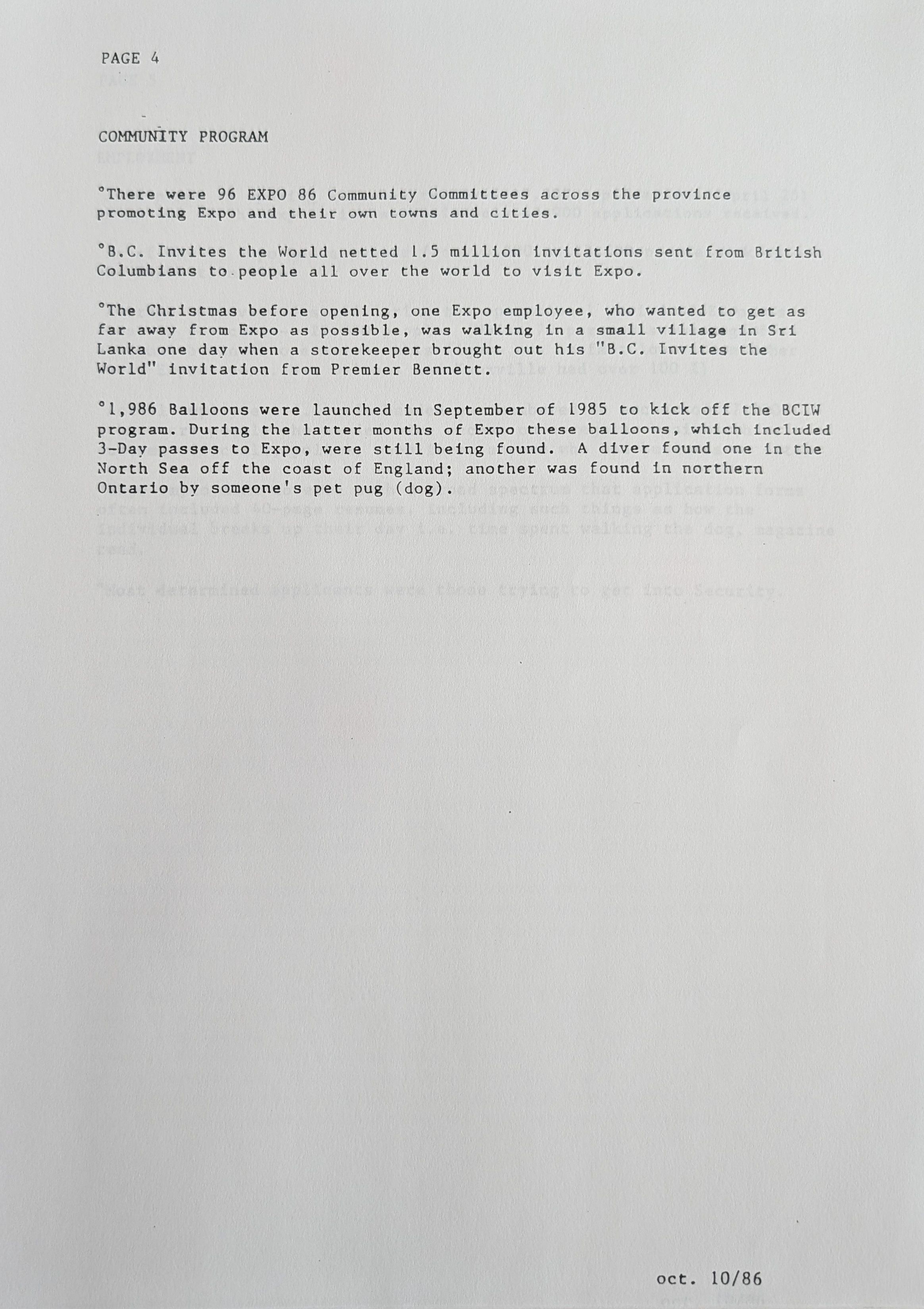 Stats and Stories from the 1986 World Exposition, page 4 of 25