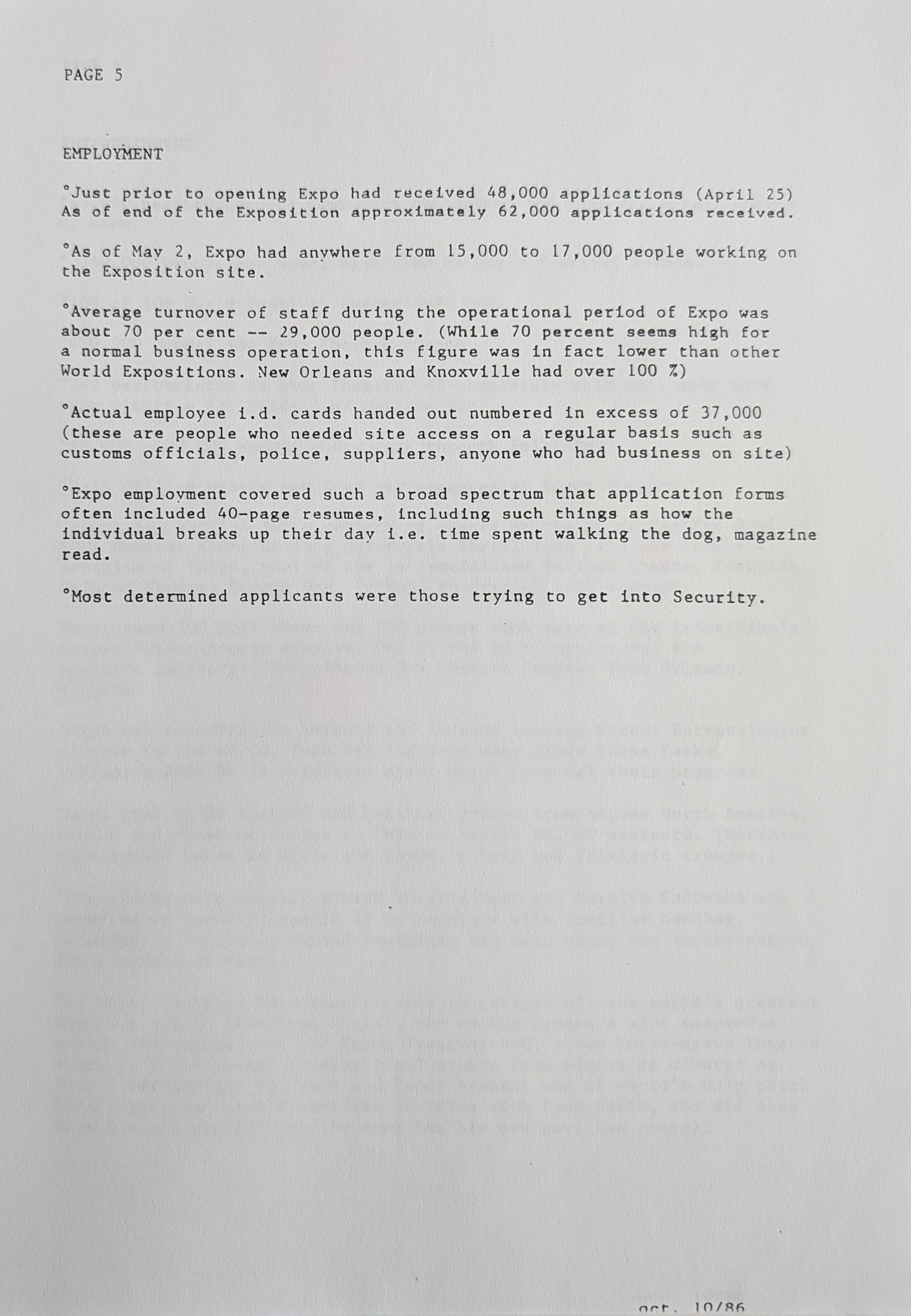 Stats and Stories from the 1986 World Exposition, page 5 of 25