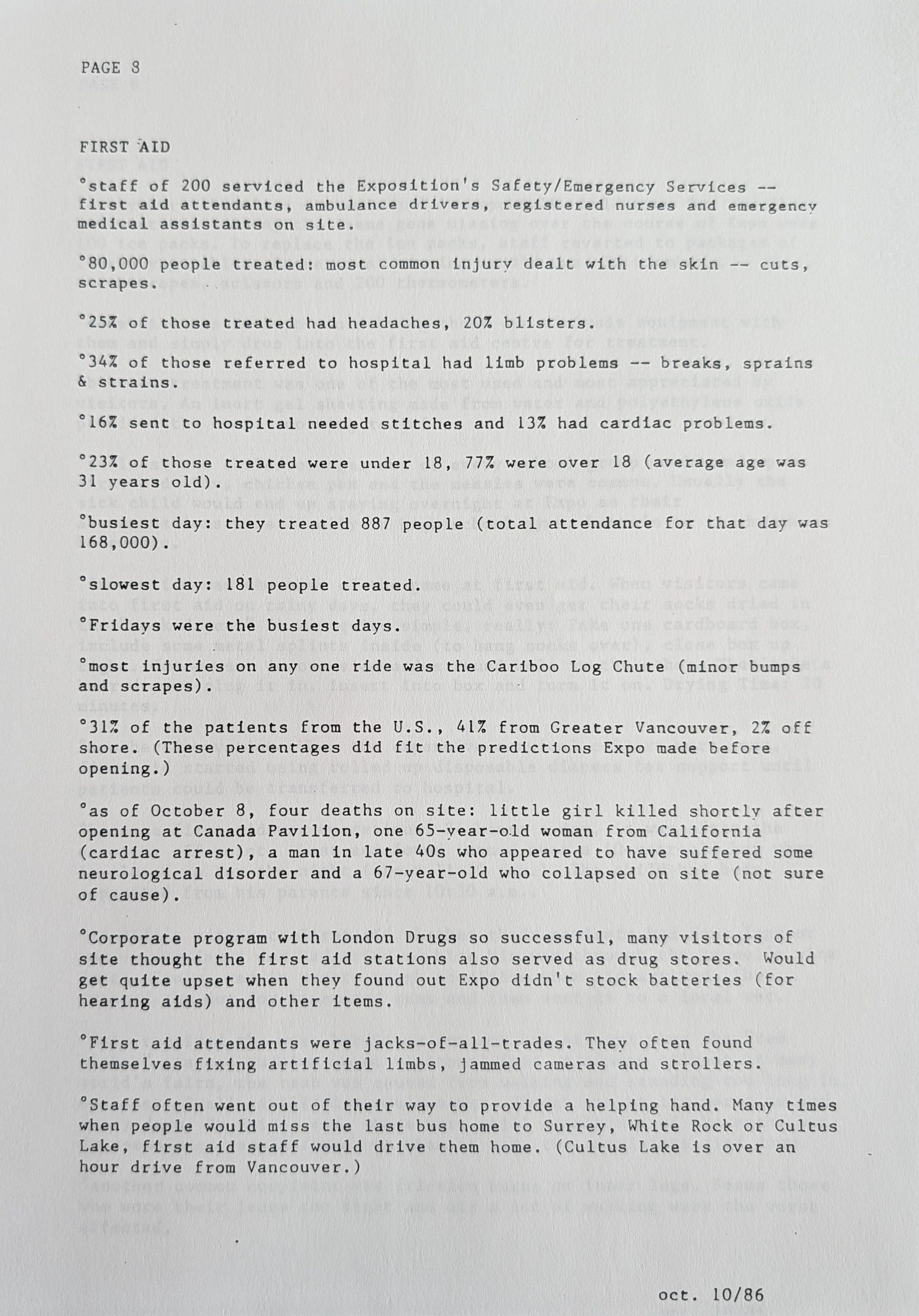 Stats and Stories from the 1986 World Exposition, page 8 of 25