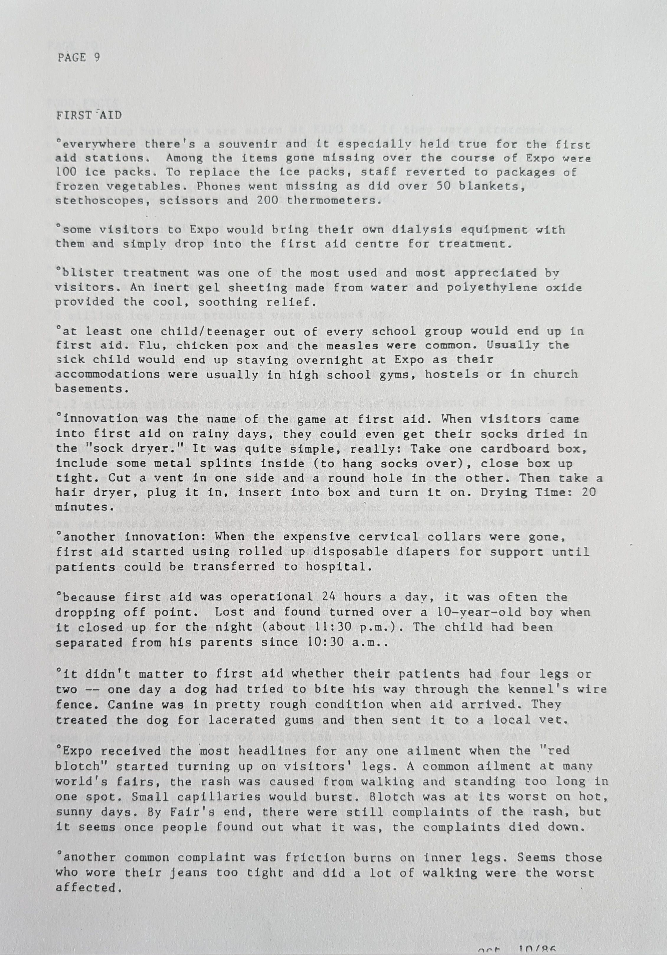 Stats and Stories from the 1986 World Exposition, page 9 of 25