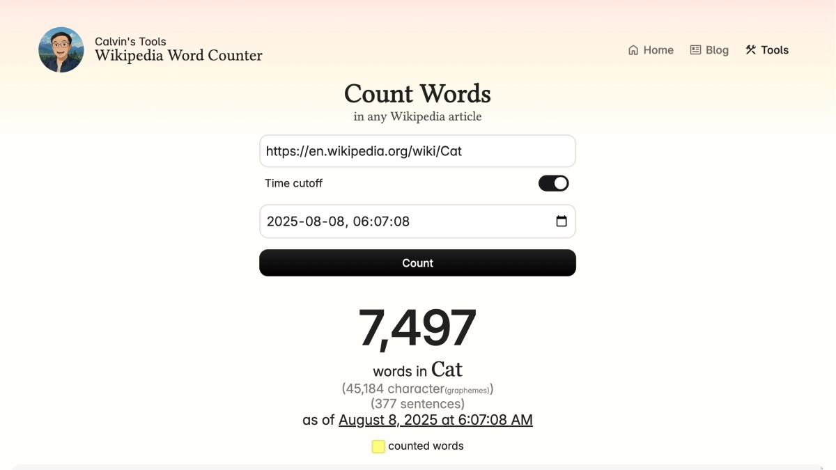 Wikipedia Word Counter
